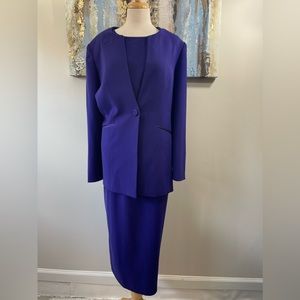 NINA MASSINI Women 3PCS Elegant Purple Skirt Suit Size 20